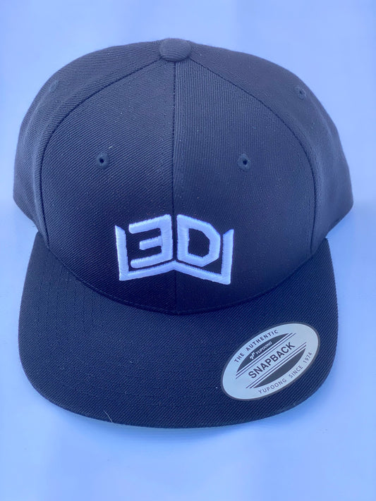 Black W3D Logo Hat - Snap Back - Solid Back